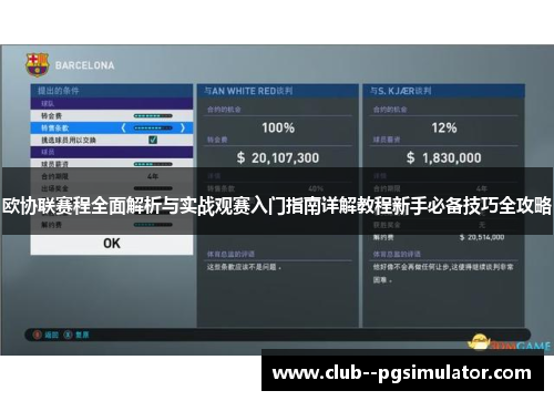欧协联赛程全面解析与实战观赛入门指南详解教程新手必备技巧全攻略
